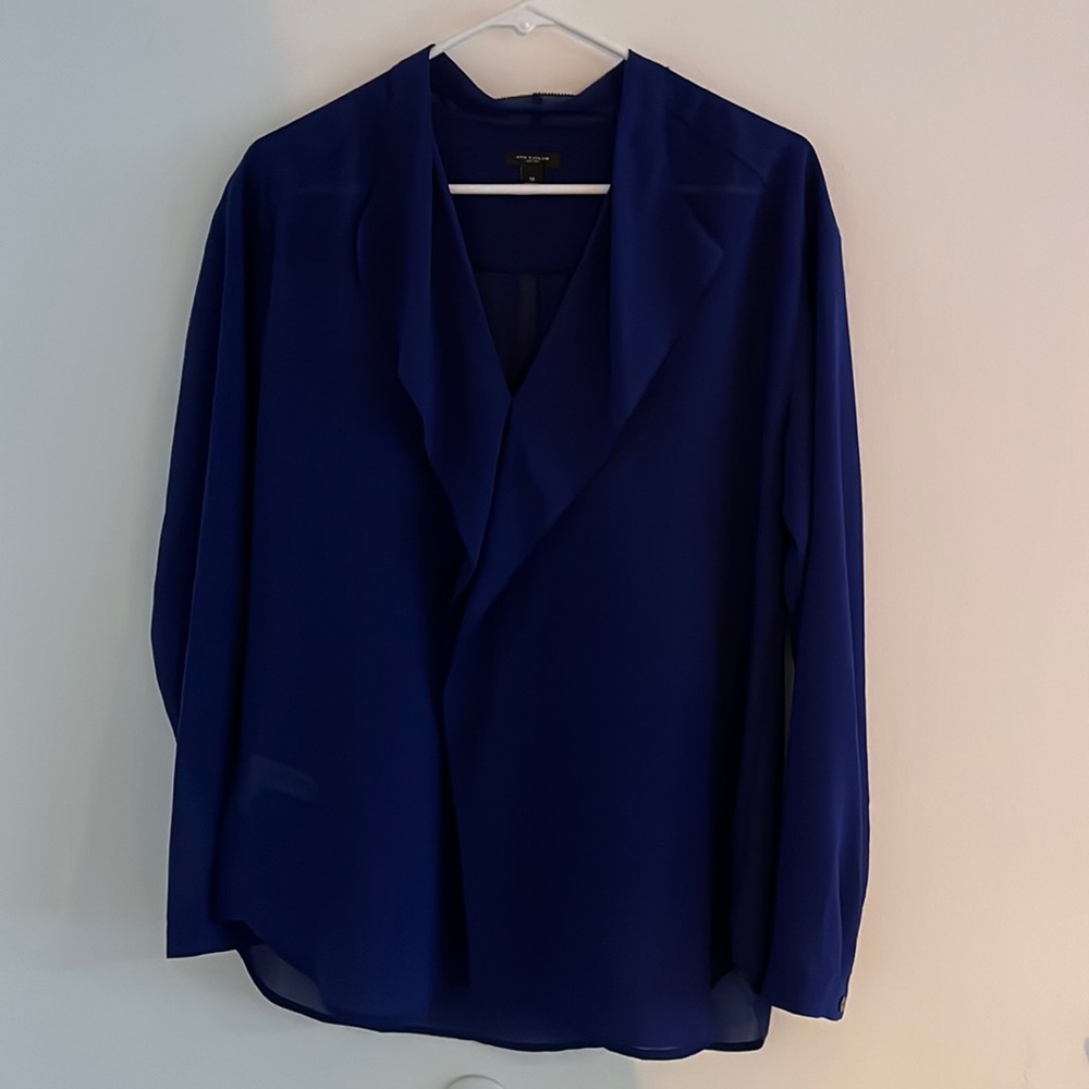 Ann Taylor Royal Blue Collared Blouse